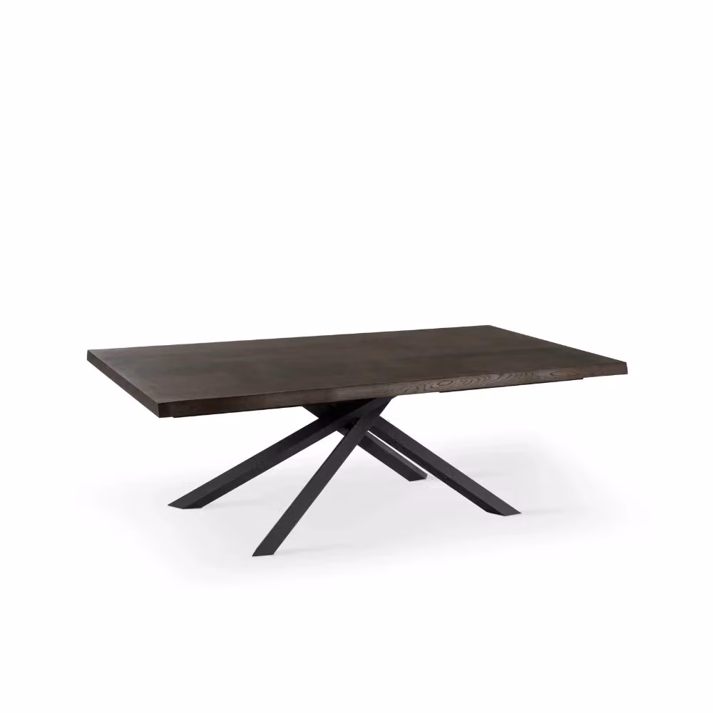 Tavolo da pranzo allungabile Blake Duzzle in legno di rovere termocotto e metallo, colore marrone e nero, L: 200-300 cm x P: 100 cm – 2