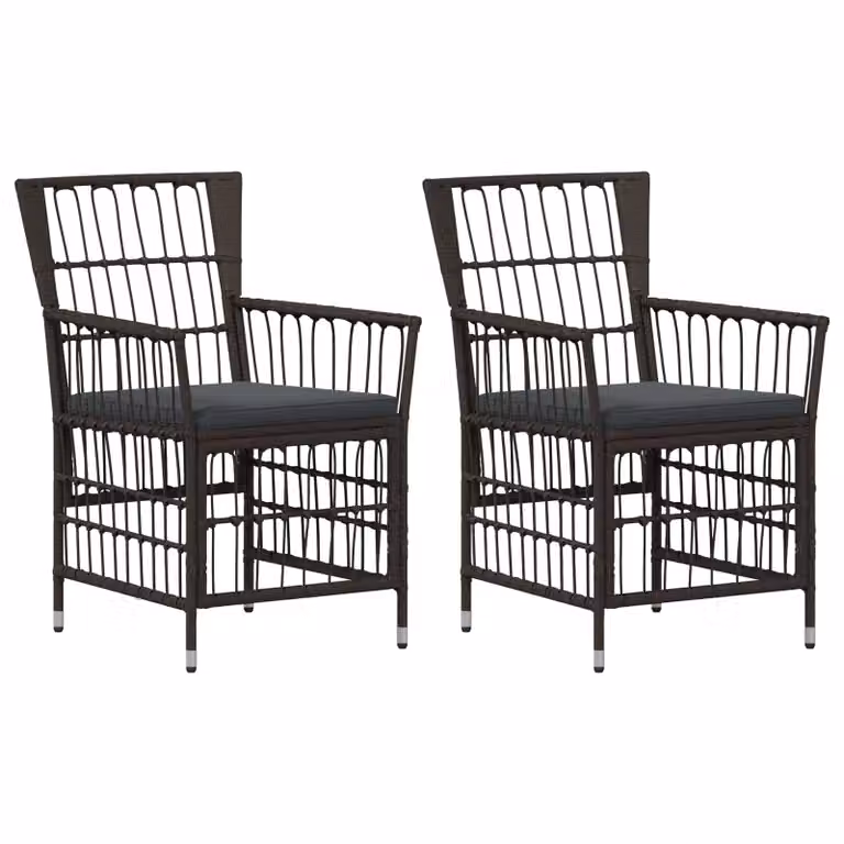 Set di 2 sedie da giardino vidaXL moderne in acciaio verniciato nero e grigio con cuscini resistenti ai raggi UV e rimovibili
