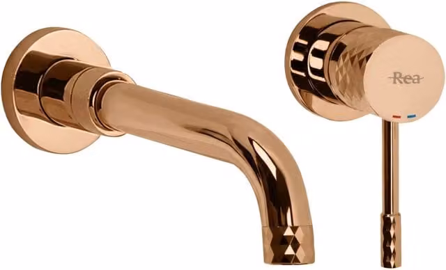 Rubinetto da incasso Rea Lungo Diamond Copper con box in ottone color rame lucido per lavabo