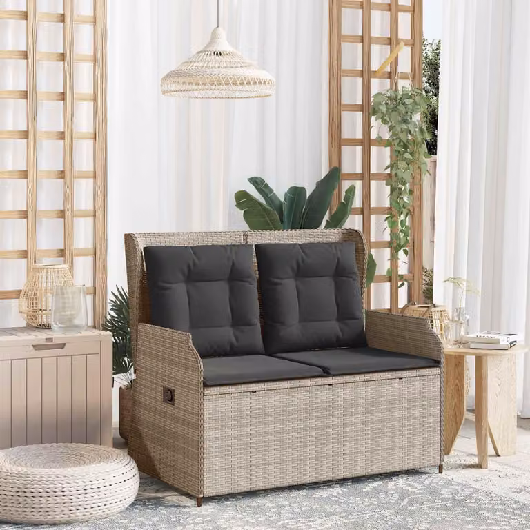 Maison Exclusive - Panchina da giardino grigio chiaro in polyrattan
