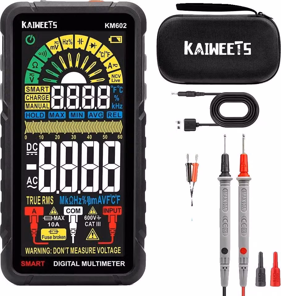 Multimetro digitale, 6000 conteggi, batteria ricaricabile, KM602