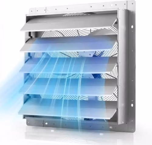 VEVOR Ventilatore di estrazione da parete con persiane automatiche in acciaio inossidabile argento, aspiratore con motore AC per sottotetto, garage e officina