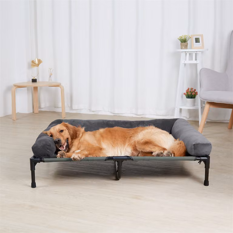 WISFOR lettino per cani letto per gatti posto letto relax con tappetino in peluche per cani, 130x90x28 cm (taglia: XXL), grigio