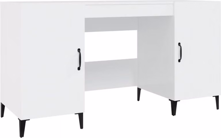 Scrivania Bianco Lucido 140x50x75 cm in Legno Multistrato