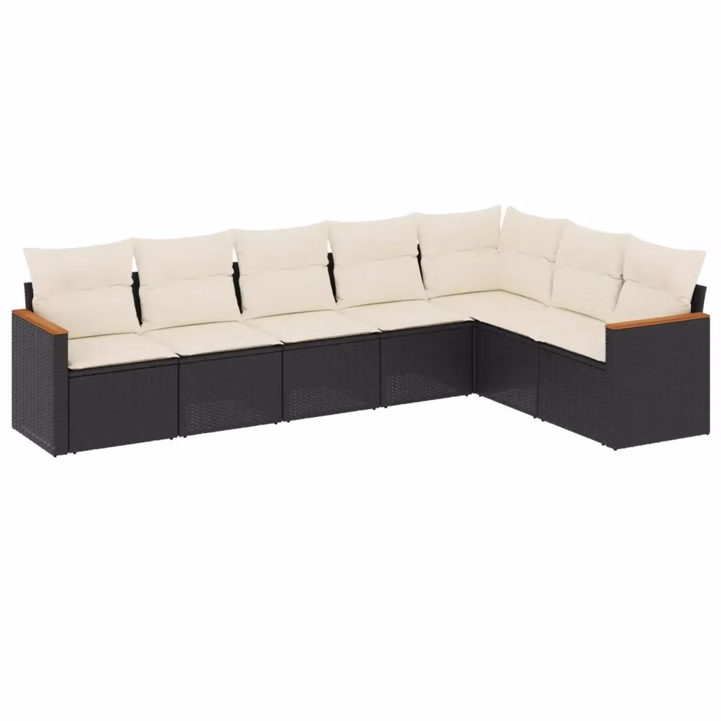 Set di Divani da Giardino a Forma di L vidaXL con Cuscini Bianchi e Nero in Polyrattan e Metallo – 2