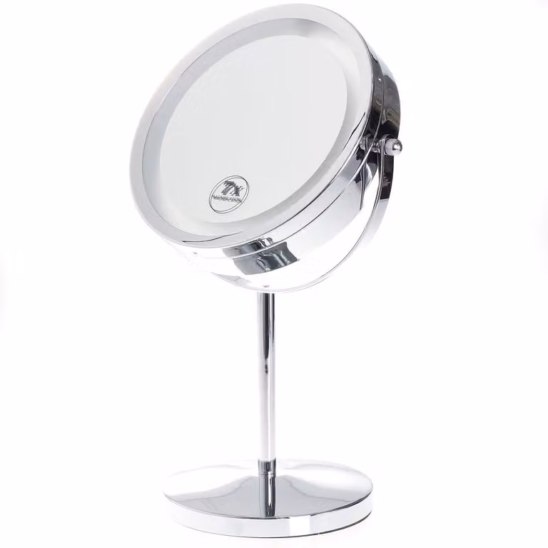 Specchio trucco LED con ingrandimento 7x, finitura cromata
