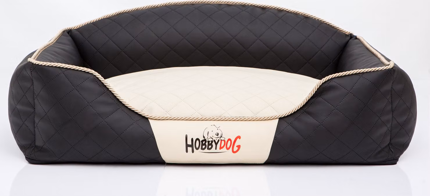 Cuscino per cani, cuccia per cani, cesta per cani, divano per cani per animali domestici. Lavabile. Modello: Elite. Dimensioni: 84 x 65 x 28 cm [Taglia: XL]. Colore: beige con dettagli neri