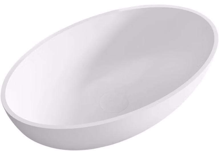 CERANO - Lavabo in marmo colato Luna - da appoggio - bianco opaco - 52,8 x 30,9 cm