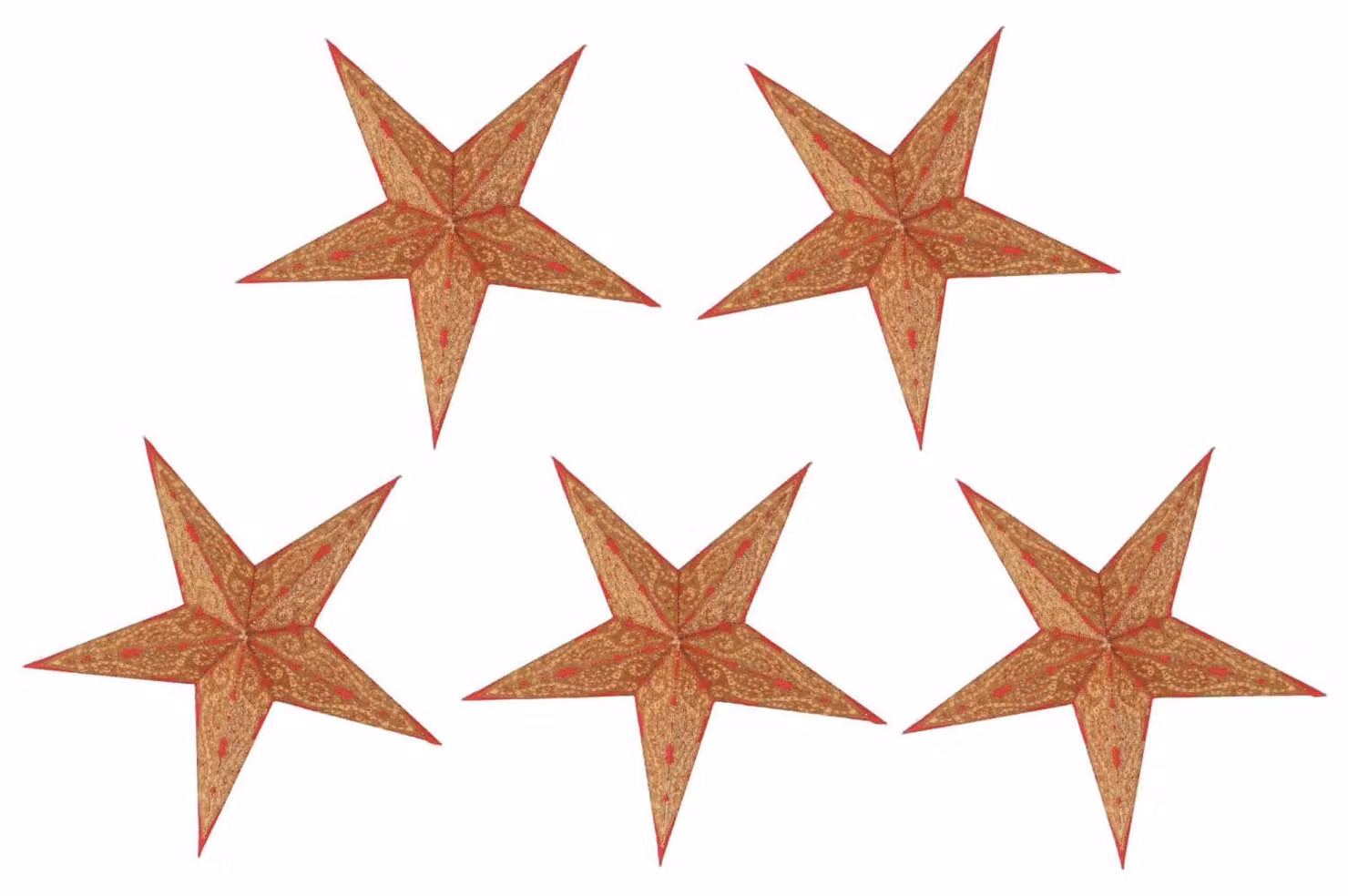 Set di 5 stelle di carta per catene luminose, 20 cm, pieghevoli, rosse