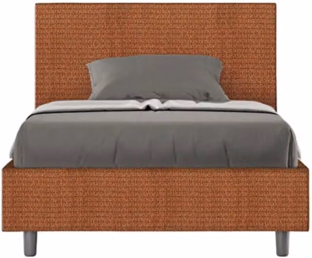 Letto una piazza e mezza con rete imbottito 120x190 tessuto Labirinto 4 arancio Adele