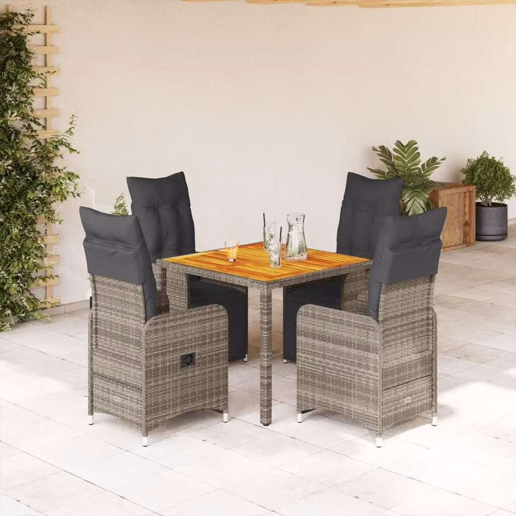 Maison Exclusive - Set da giardino bistrot 5 pezzi con cuscini grigio in polyrattan