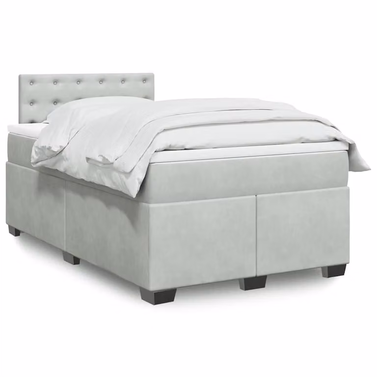 vidaXL Letto Ibrido con Materasso in Velluto Grigio e Bianco L/P/H: 120 x 200 x 76,5 cm