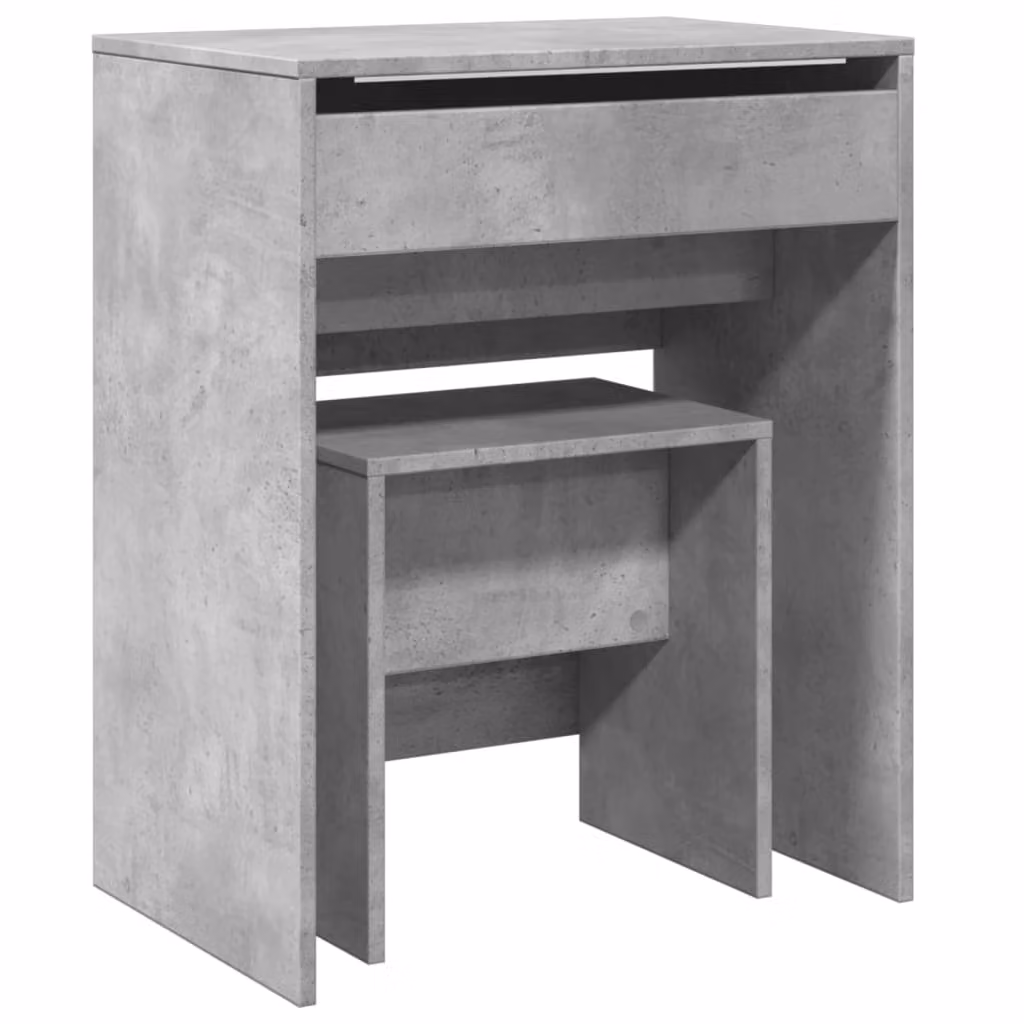 Toeletta e Sgabello Grigio Cemento 60x40x113,5 cm