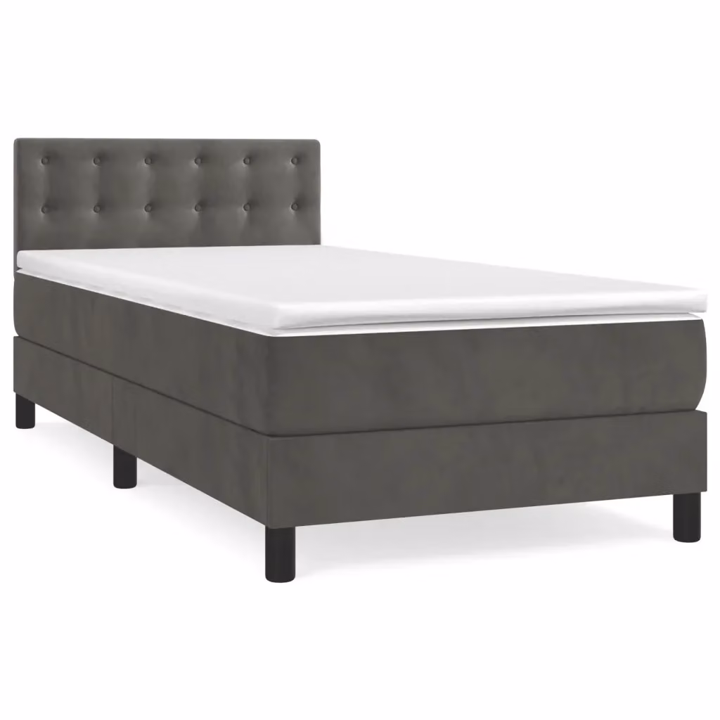 Letto Ibrido con Giroletto a Molle e Materasso vidaXL in Velluto Grigio e Bianco L/P/H: 203 x 80 x 300 cm – 2