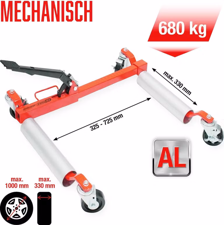 KS-Tools 160.1210 performance Ausilio di manovra meccanico, 680 kg, larghezza massima pneumatici 330 mm