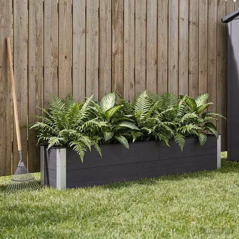 Letto rialzato da giardino vidaXL in WPC e alluminio, Nero, L: 200 cm, P: 30 cm, H: 36 cm