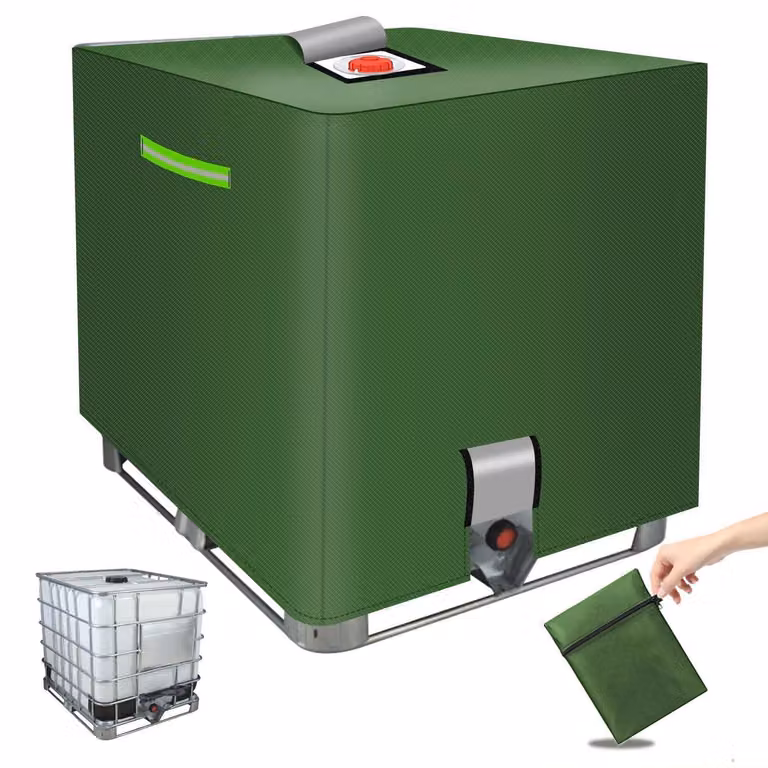 Copertura per serbatoio IBC da 1000 litri, telo protettivo impermeabile con sistema di chiusura a strappo, colore verde