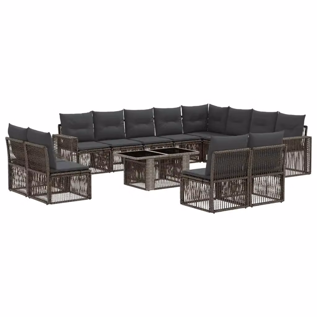 Set Divano da Giardino a L vidaXL in Polyrattan Grigio e Antracite con Cuscini e Tavolino da Esterno – 2