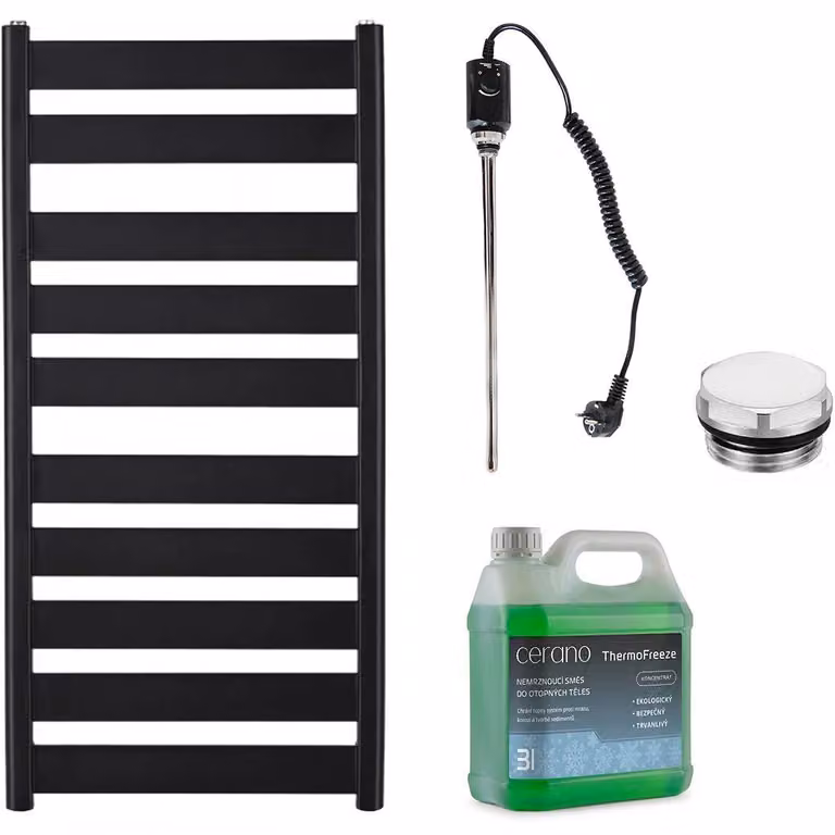CERANO - Set di radiatori elettrici da bagno Marco - 600 W - nero opaco - 1125 x 550 mm