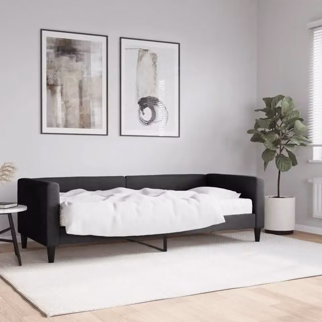 Divano Letto con Materasso Nero 80x200 cm in Tessuto 3196557