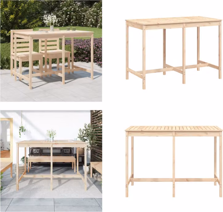 vidaXL Tavolo da giardino 159,5x82,5x110 cm in legno di pino massiccio - Tavolo da giardino - Tavoli da giardino - Tavolo da esterno - Tavolo da patio