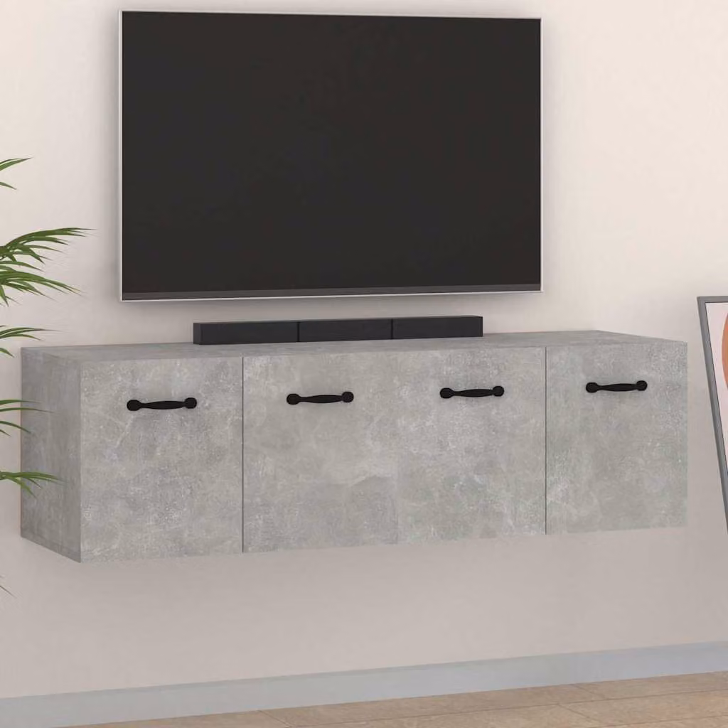 Set di 2 Mobili Parete vidaXL in Multistrato Grigio Cemento, Design Moderno Astratto Opaco, L 80 cm x P 35 cm x H 36,5 cm