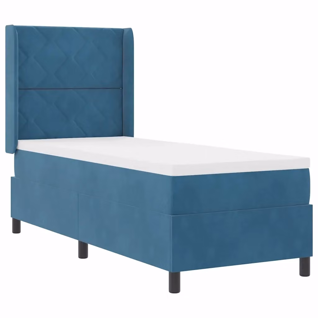 Letto a molle moderno vidaXL in velluto blu con illuminazione LED sottostante L: 200 cm, P: 80 cm, H: 128 cm – 2