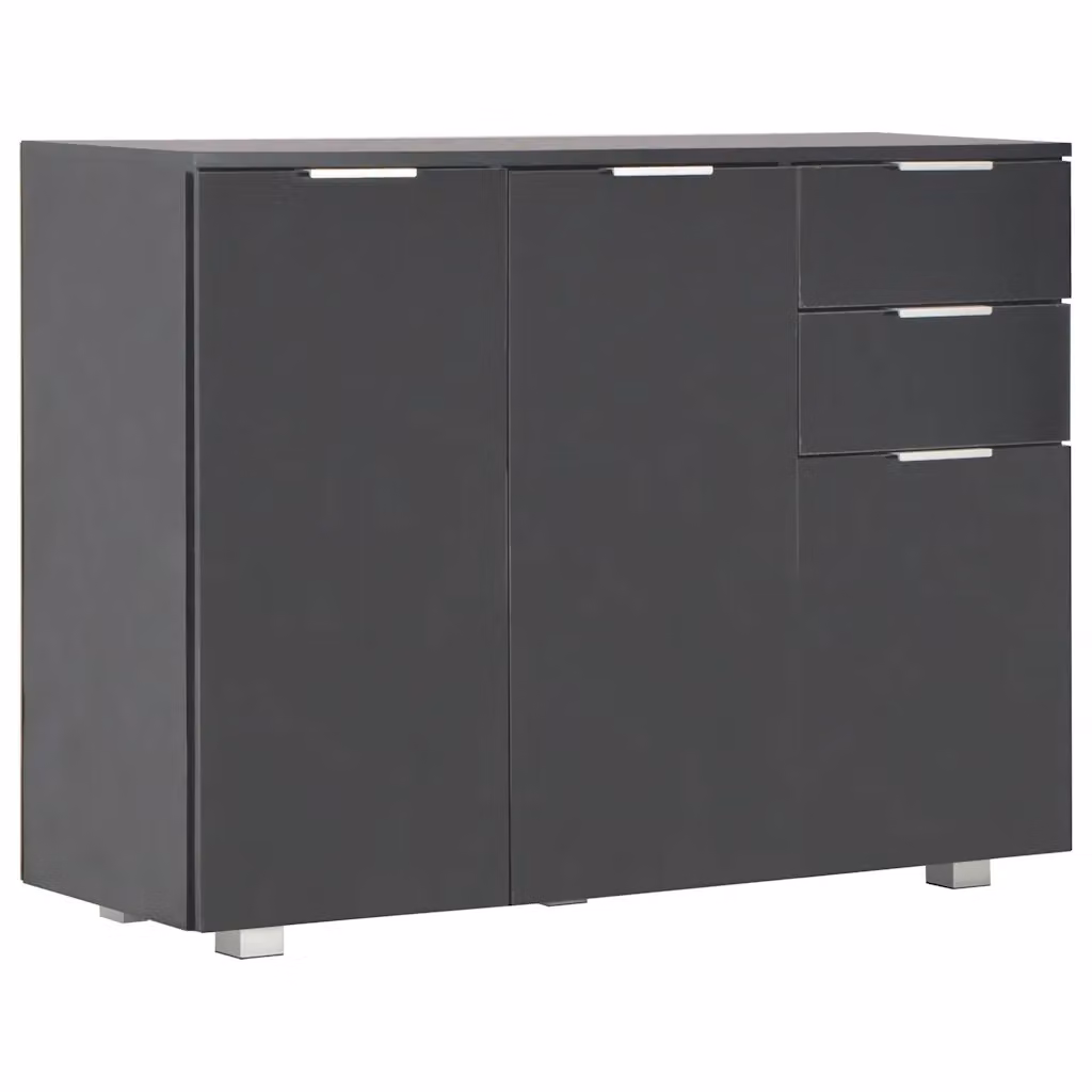 Credenza Buffet Armadio da Cucina o Soggiorno Design Mania Nero Lucido L: 107 cm, P: 35 cm, H: 80,5 cm – 2