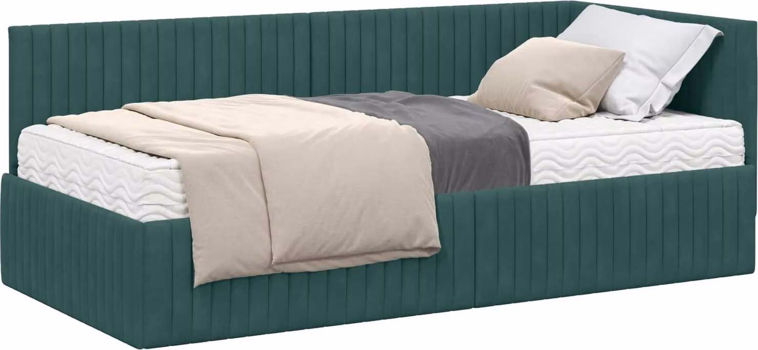 Struttura Letto Angolare con Materasso 2 pcs Verde Velluto