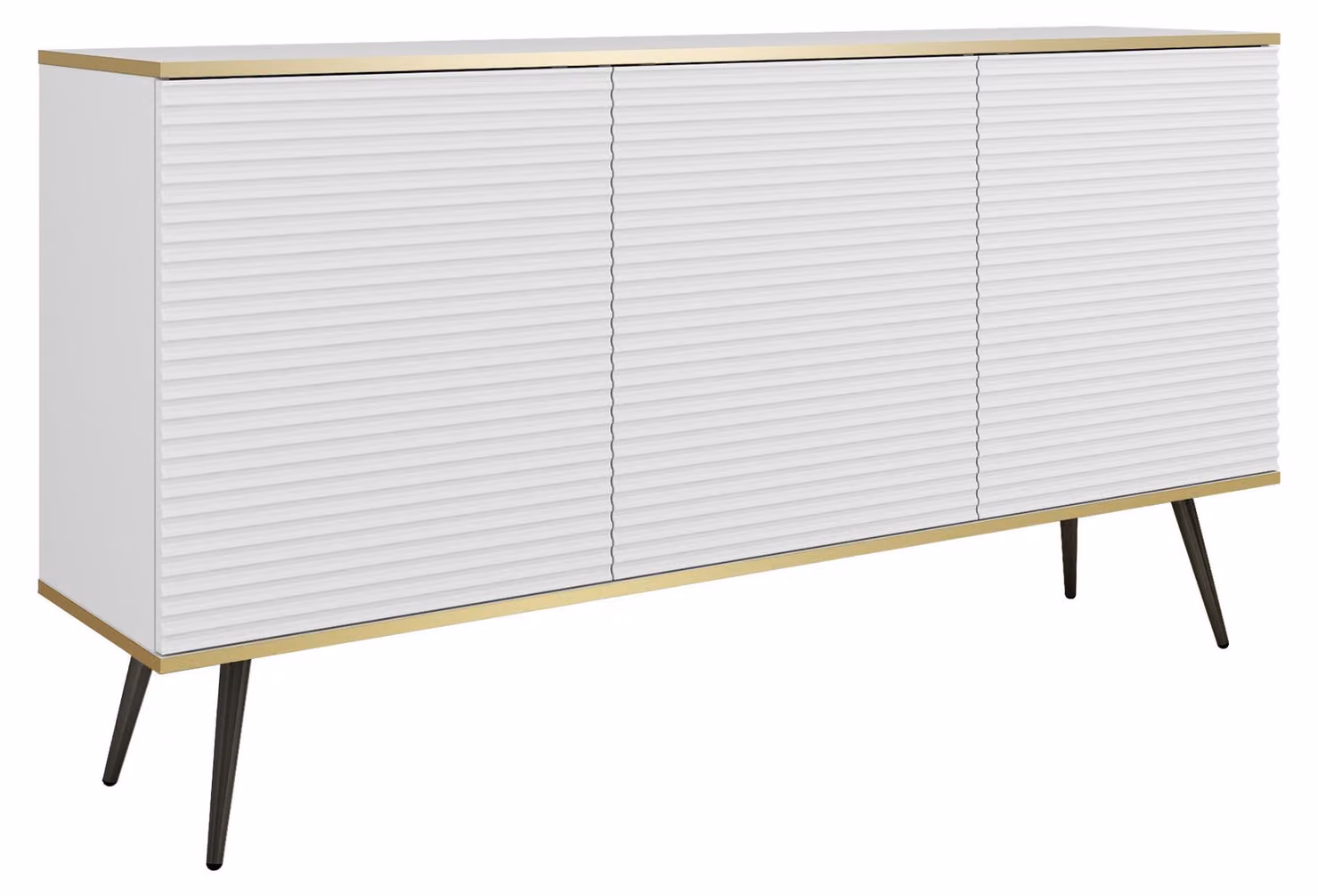 Credenza glamour bianca con gambe nere, 160 x 85 x 39