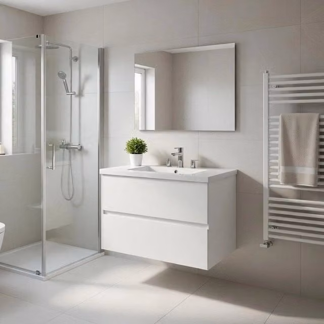 Composizione mobile bagno sospeso con cassetti cm 90 mod. ELEGANCE - Bianco Opaco