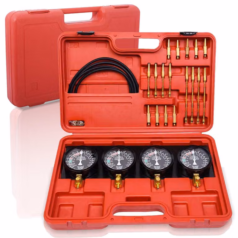Ikodm Synchrontester 2-4 per set di sincronizzazione carburatori, misuratori per carburatori, tester di sincronizzazione, tester per carburatori, regolazione
