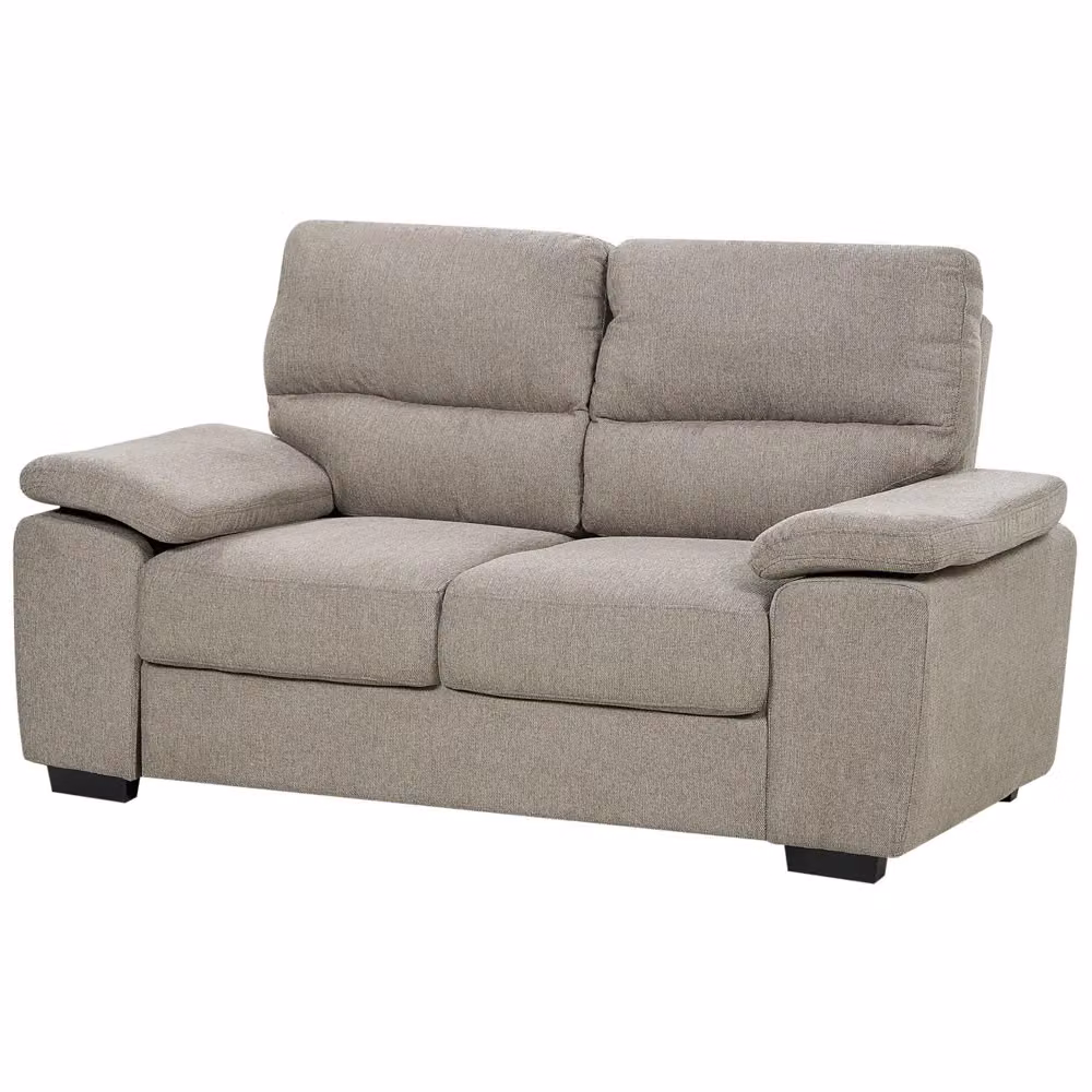 Divano a 2 posti BELIANI in tessuto marrone per soggiorno con struttura in legno e imbottitura in schiuma L: 156 cm, P: 74 cm, H: 90 cm – 2
