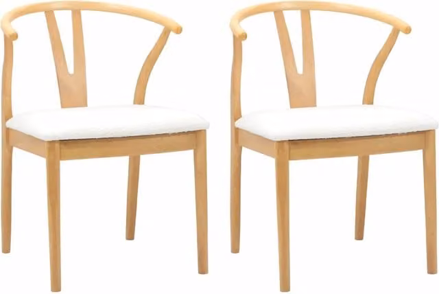 Sedia da pranzo 2 pz | Sedie da cucina Naturale e chiaro Legno di gomma solido