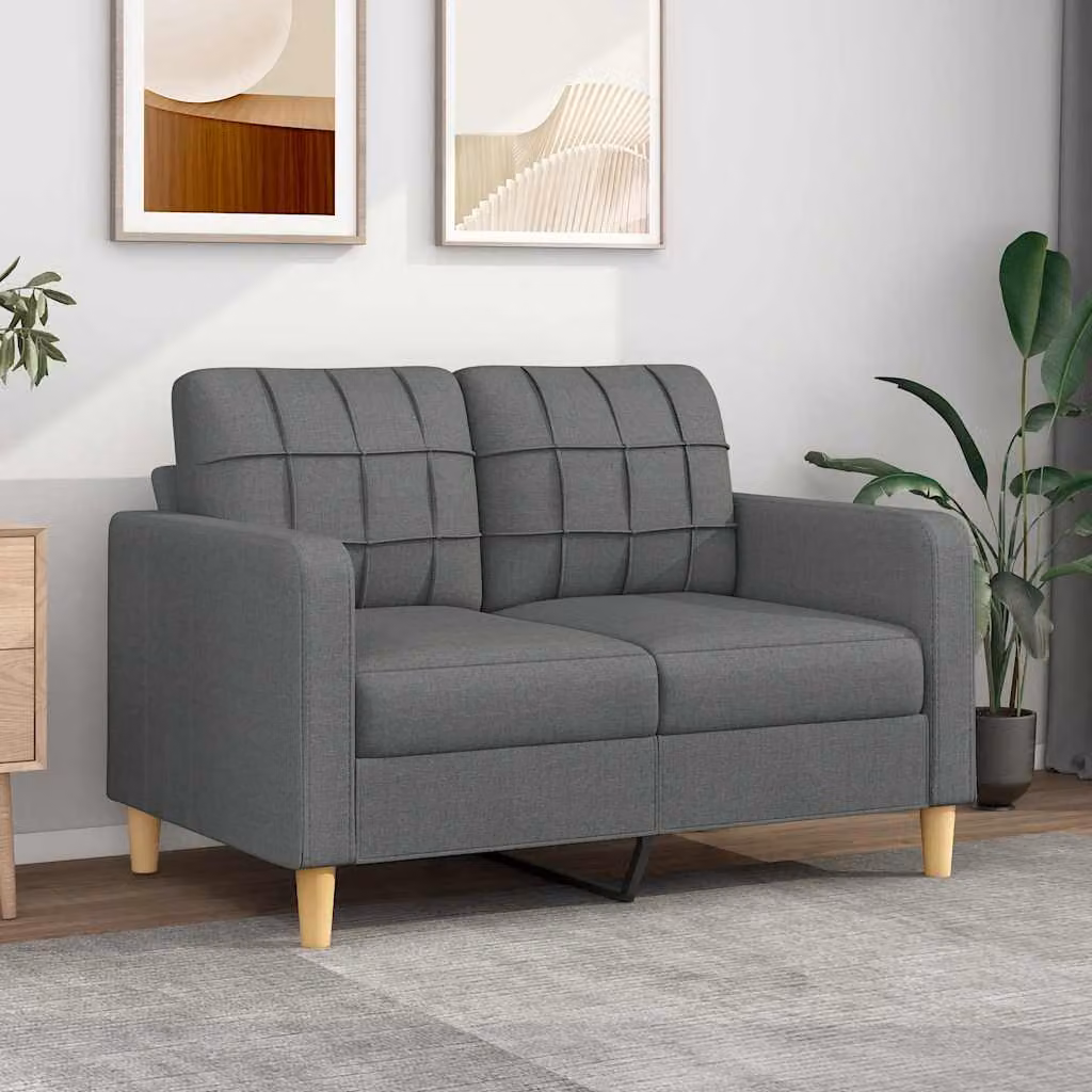 vidaXL Divano Moderno a 2 Posti in Tessuto Grigio con Struttura in Metallo per il tuo Soggiorno L: 138 cm, P: 80 cm, H: 77 cm