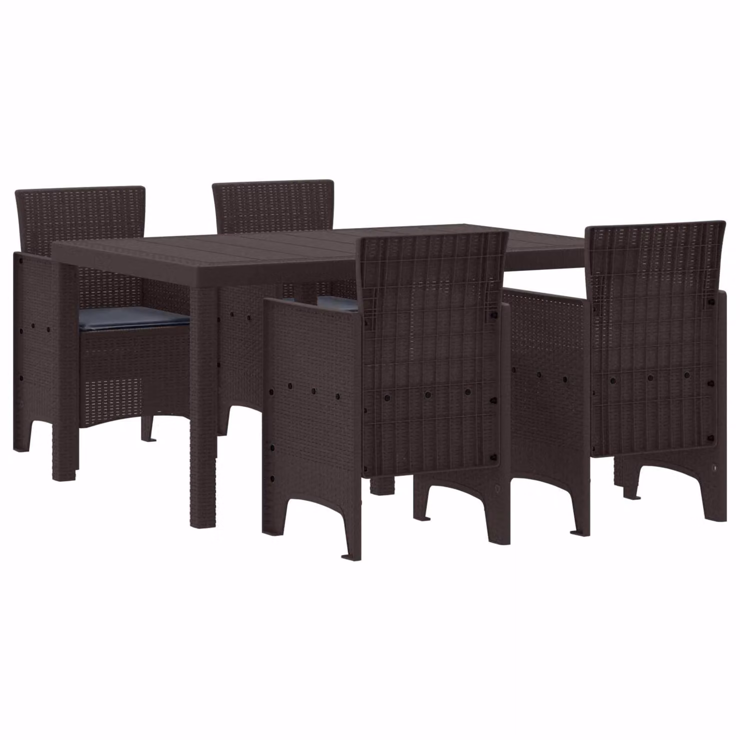 Set da pranzo per giardino e terrazzo vidaXL in 5 pezzi in rattan marrone con design moderno