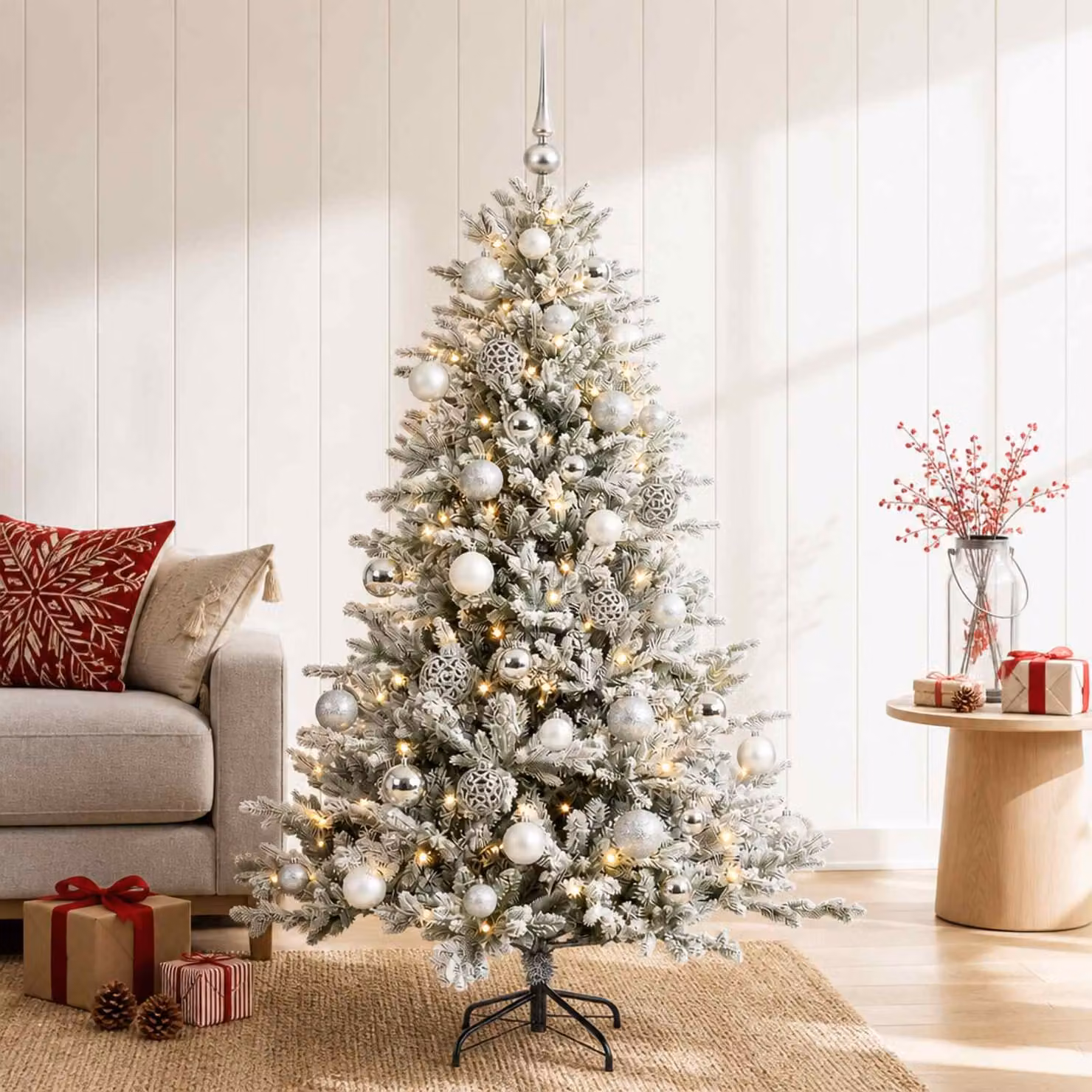 vidaXL Albero di Natale artificiale con palline 120 cm 150 LED