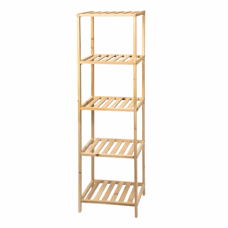 VESTIAMO CASA Scaffale Multiuso in Legno di Abete Linea Woodhandy Marrone con 5 Ripiani H 130 x L 30 x P 35 cm
