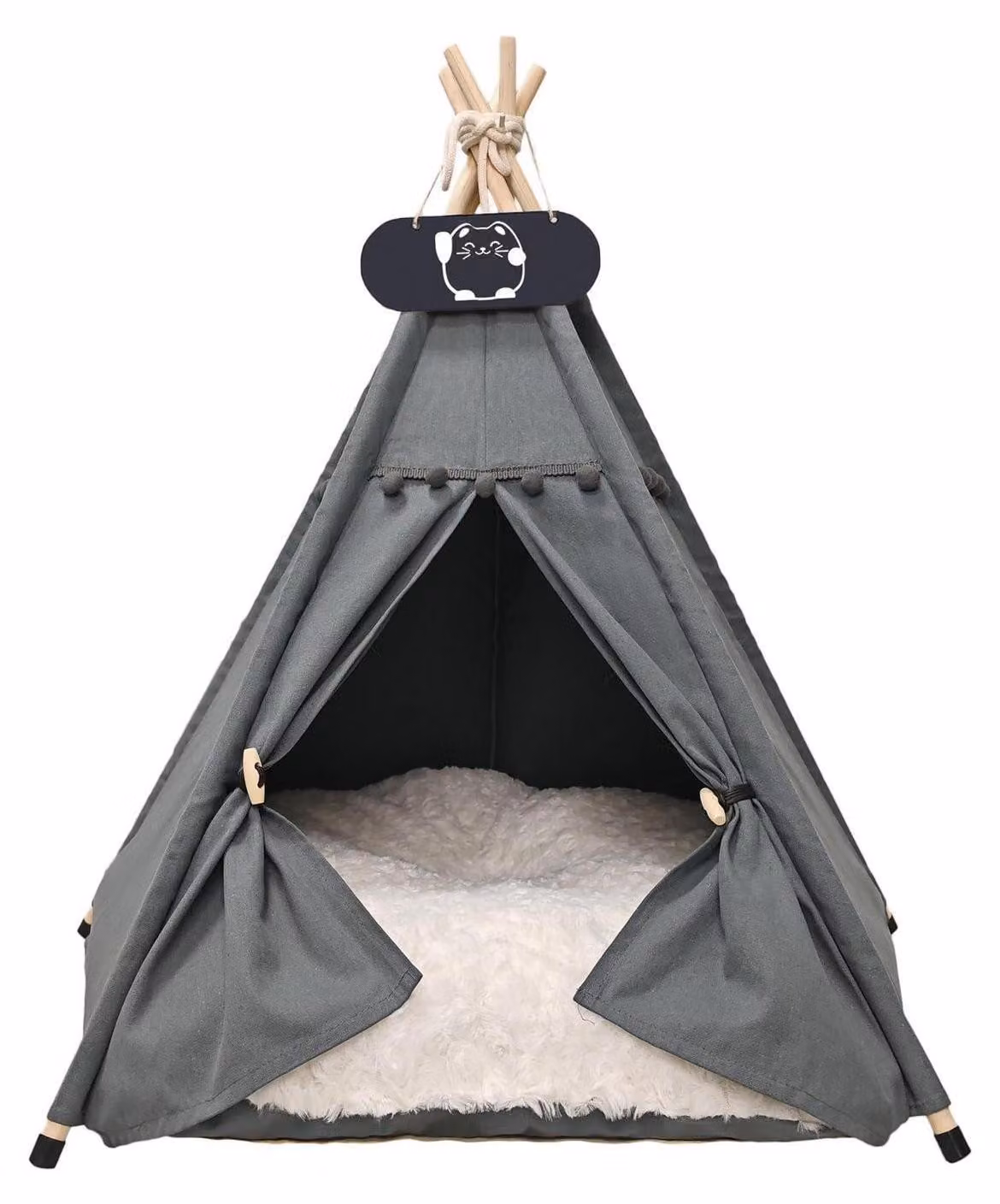 Tenda per animali domestici con cuscino, colore grigio, dimensioni 50x50x60 cm, taglia M