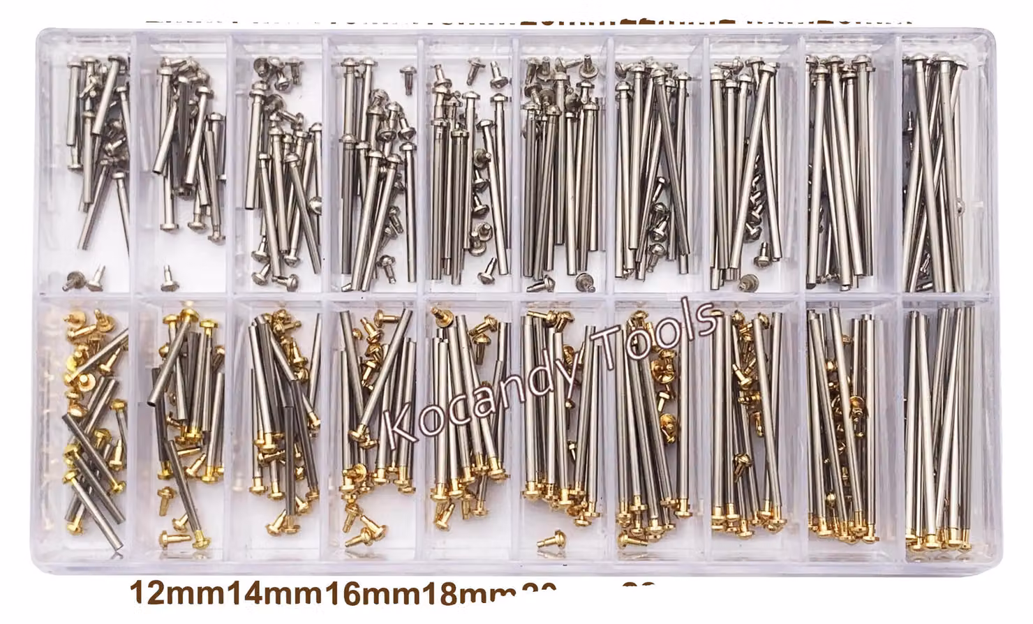 Viti per anse di orologi, in acciaio inossidabile, 10 diverse dimensioni, con testa a cupola o piatta, 10 pezzi per dimensione, strumenti e kit per la riparazione