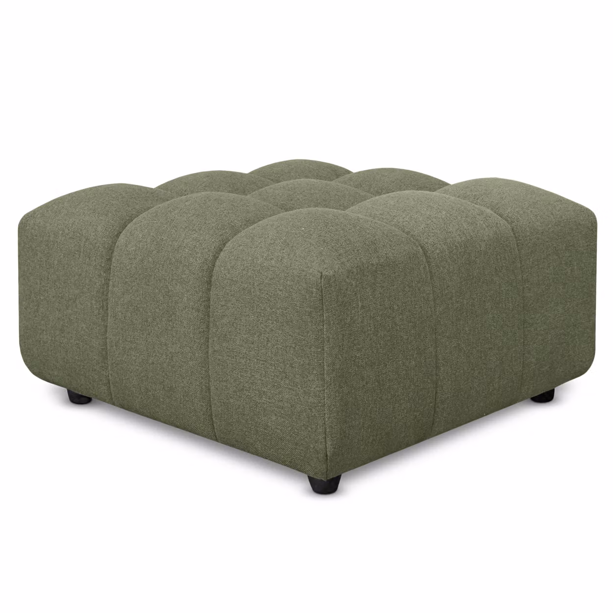 Pouf poggiapiedi con bombature morbide, Pouf Rubiq Oliva 60 x 60 cm