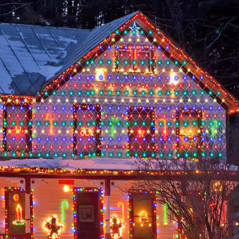 Jayseuw LED luce rete 3x2M colorato fata luci luci di Natale luce tenda decorazione interna 8 modalità 200 LED