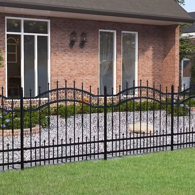 Recinzione da giardino vidaXL in acciaio con punta a lancia nera L: 240 cm, H: 100 cm – 1