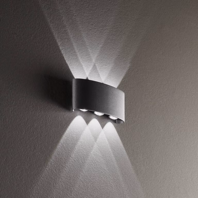 INTEC Applique da esterni a LED Betle, Nero, Alluminio, Moderno, Applique LED da esterni