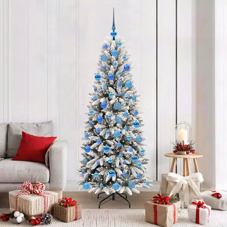 Albero di Natale artificiale moderno vidaXL bianco e verde con 300 LED luce bianca calda, Altezza: 180 cm