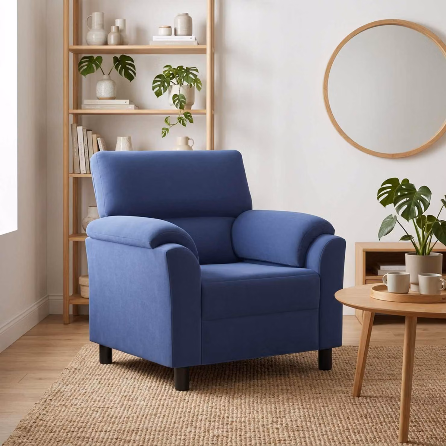 Divano moderno vidaXL in velluto blu per il tuo soggiorno L 94 x P 85 x H 93 cm