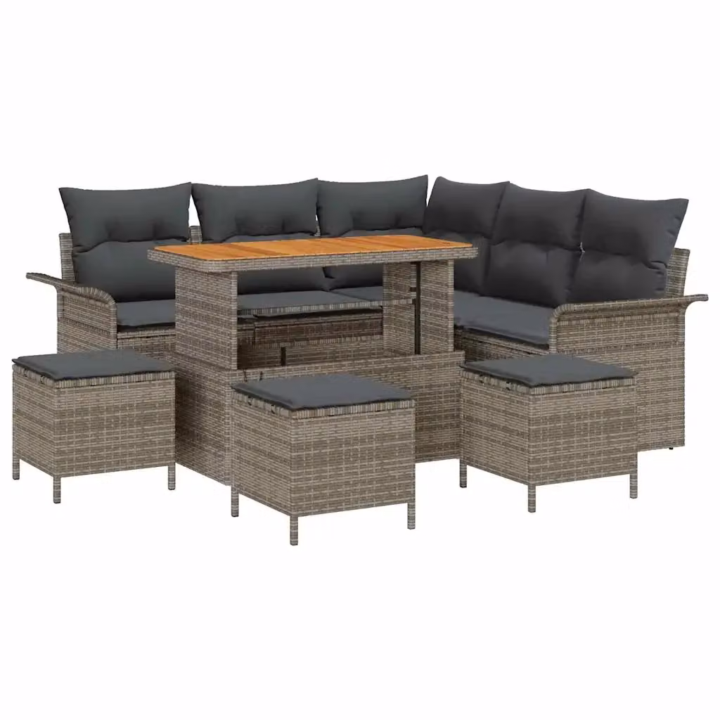 vidaXL Set Divano da Giardino Moderno a L con 9 Pezzi, Grigio – 2
