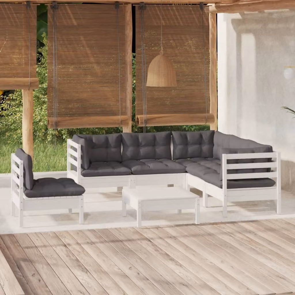 Maison Exclusive - Set Divani da Giardino 6 pz con Cuscini BiancLegno di Pino