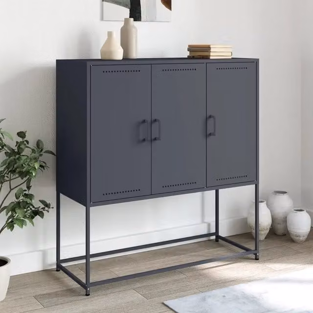 Credenza Buffet Design Mania in Acciaio Antracite L: 100,5 cm, P: 39 cm, H: 107 cm