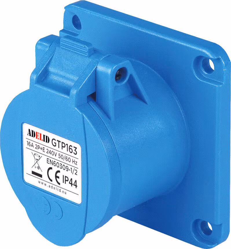 Presa da incasso CEE diritta 16 A, 3 poli, IP44, 230 V, da campeggio